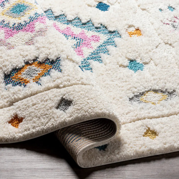 PUKYU Shaggy Modern Boho Plush Pile Ivory Rug