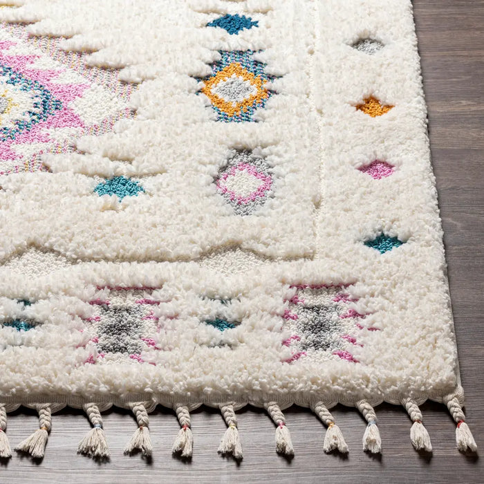 PUKYU Shaggy Modern Boho Plush Pile Ivory Rug