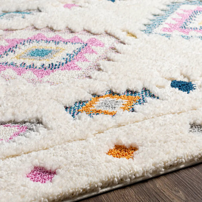 PUKYU Shaggy Modern Boho Plush Pile Ivory Rug