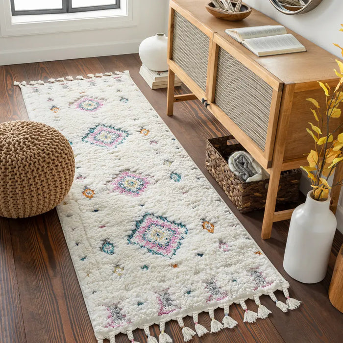 PUKYU Shaggy Modern Boho Plush Pile Ivory Rug