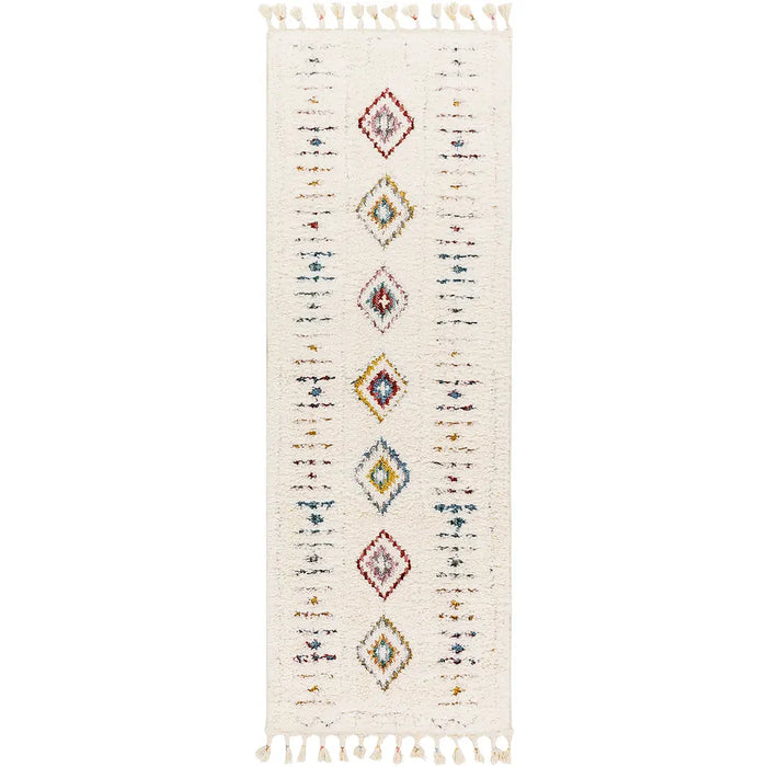 INO Shaggy Modern Boho Plush Pile Cream Rug
