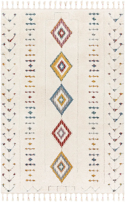 INO Shaggy Modern Boho Plush Pile Cream Rug