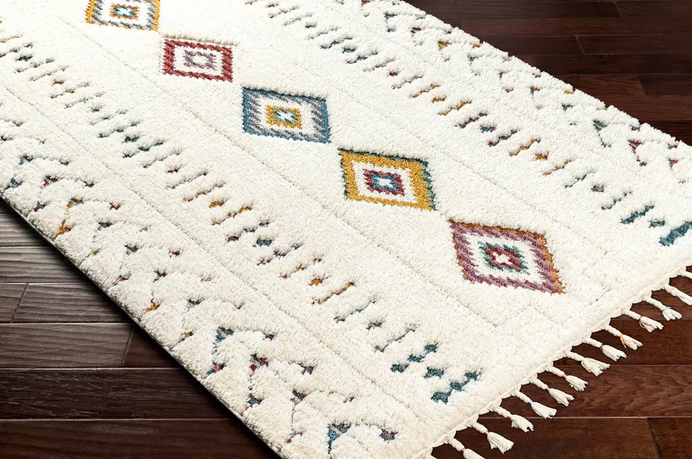 INO Shaggy Modern Boho Plush Pile Cream Rug
