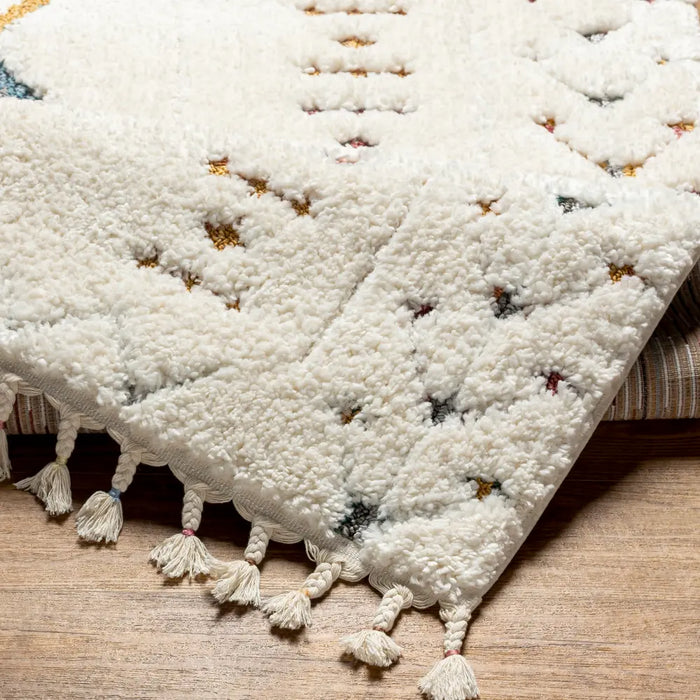 INO Shaggy Modern Boho Plush Pile Cream Rug