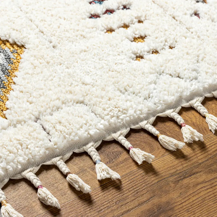 INO Shaggy Modern Boho Plush Pile Cream Rug