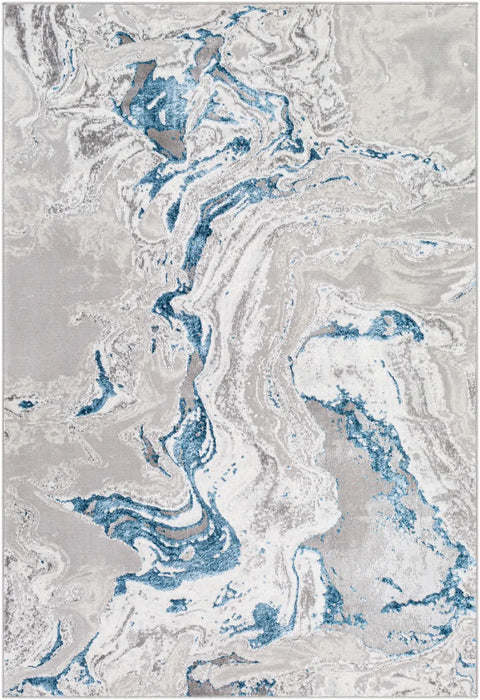 Dahlia Abstract Modern Marble Dark Blue Rug