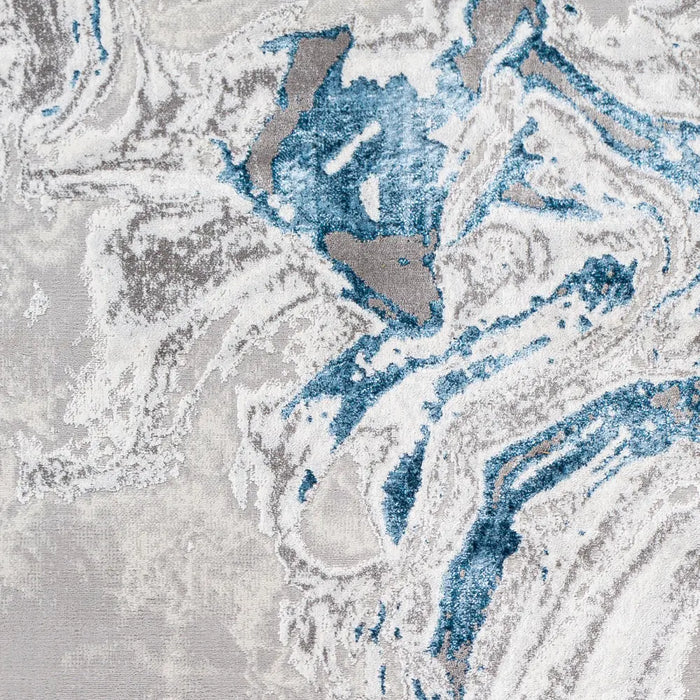 Dahlia Abstract Modern Marble Dark Blue Rug