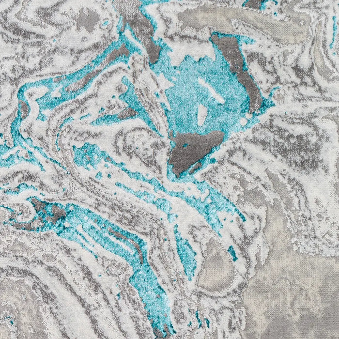Dahlia Abstract Modern Marble Teal Rug