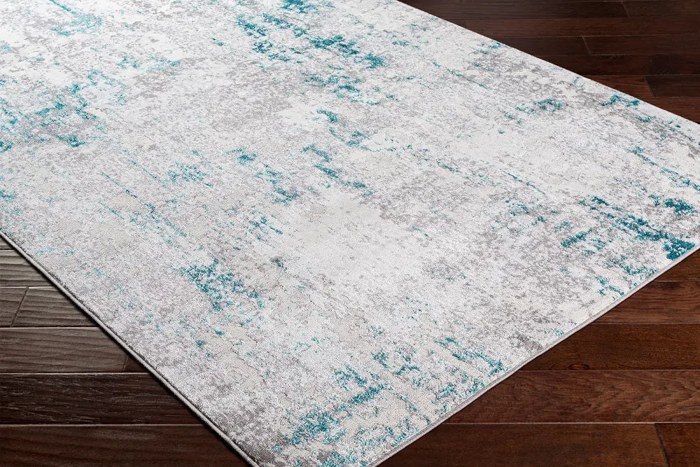 Parker Abstract Modern Marble Teal Rug