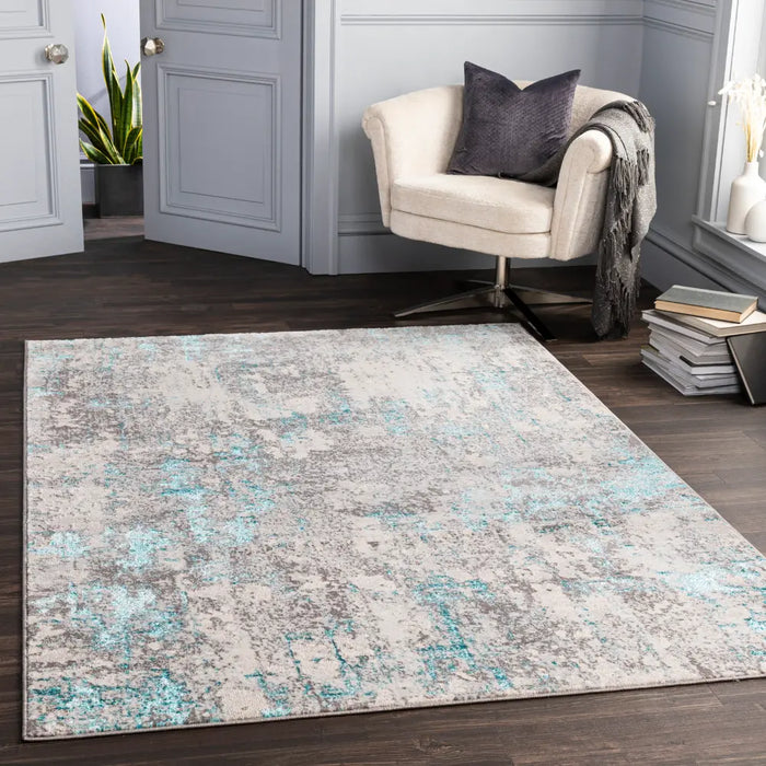 Parker Abstract Modern Marble Teal Rug