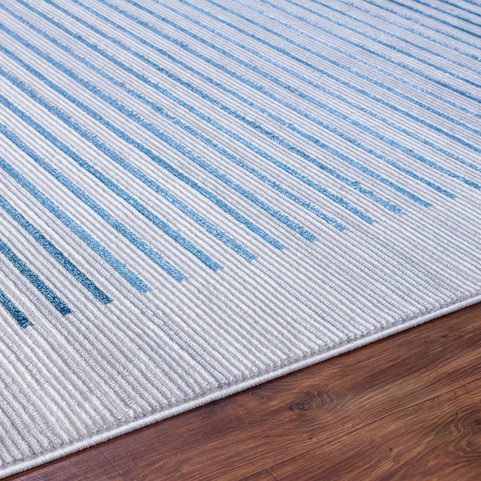 Kaysa Scandi Modern Dark Blue Striped Rug