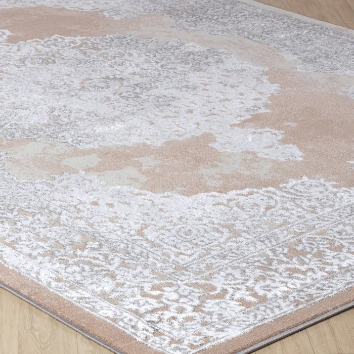 DEFNE Vintage Traditional Oriental Boho Beige/White Rug