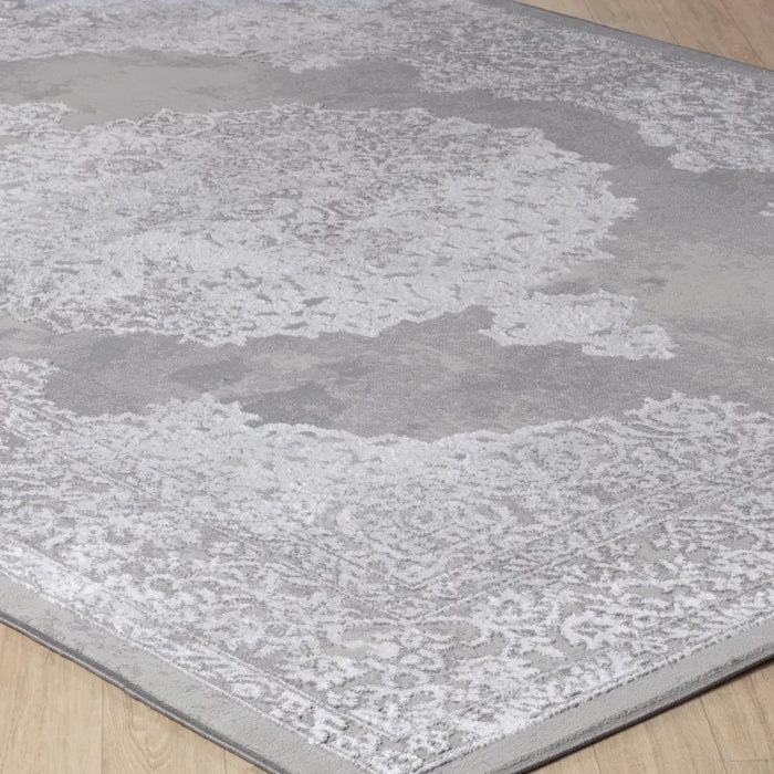 DEFNE Vintage Traditional Oriental Boho White/Grey Rug