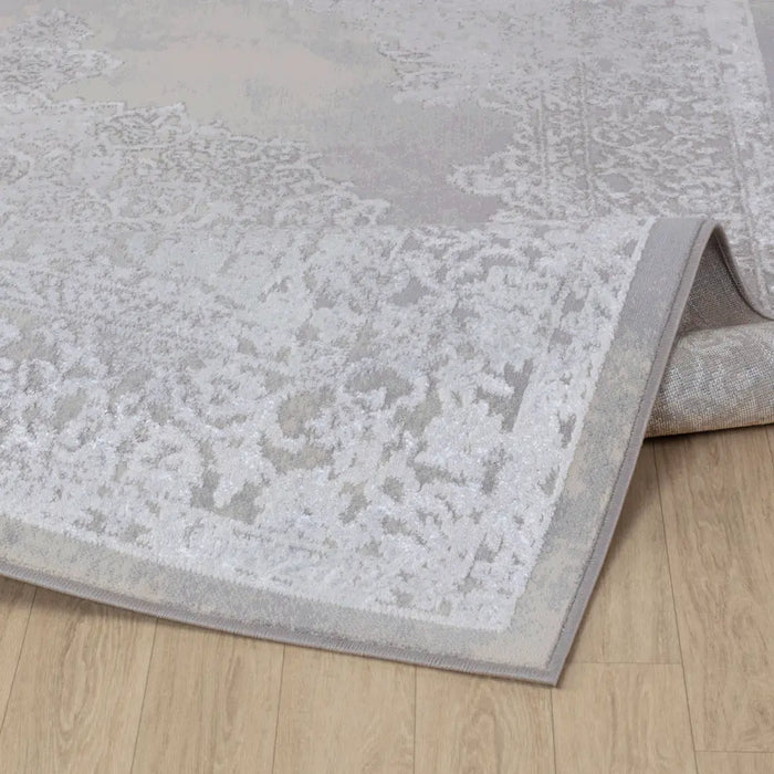 DEFNE Vintage Traditional Oriental Boho White/Grey Rug