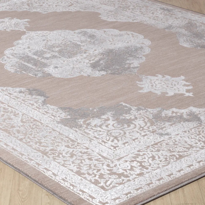 AZRA Vintage Traditional Oriental Boho Beige/White Rug
