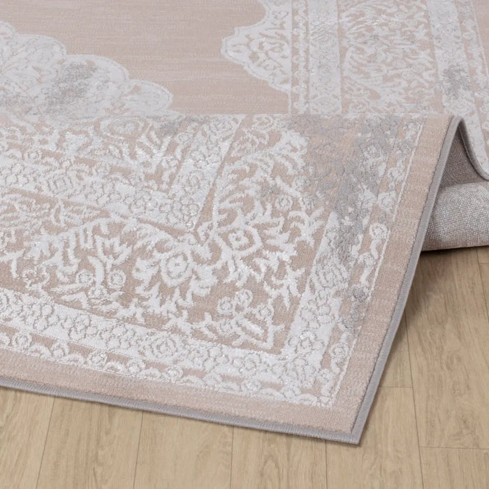 AZRA Vintage Traditional Oriental Boho Beige/White Rug