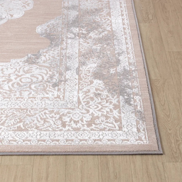 AZRA Vintage Traditional Oriental Boho Beige/White Rug