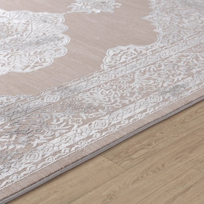 AZRA Vintage Traditional Oriental Boho Beige/White Rug