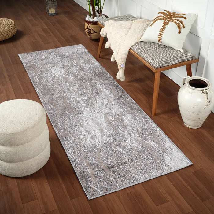 INGRID Vintage Traditional Oriental Boho White/Grey Rug