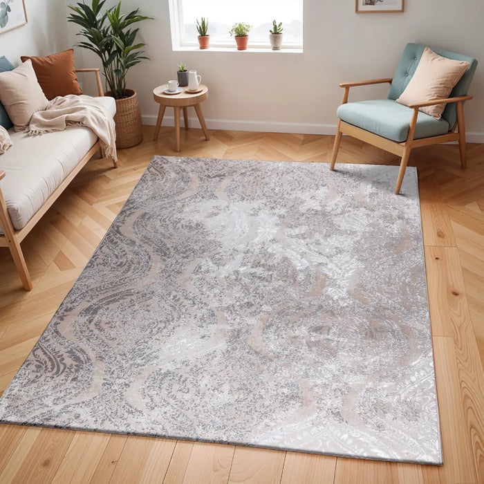 INGRID Vintage Traditional Oriental Boho White/Grey Rug