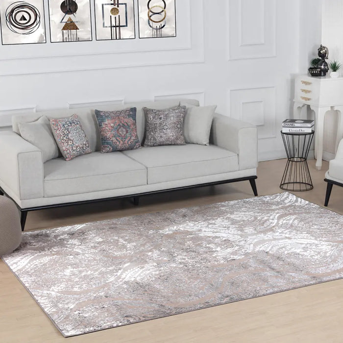 INGRID Vintage Traditional Oriental Boho White/Grey Rug