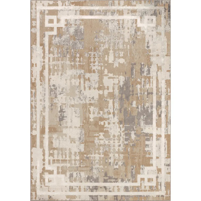 MARTINA Abstract Modern Marble Beige/White Rug