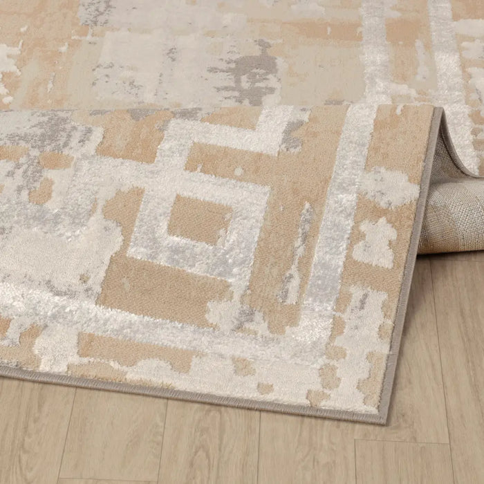 MARTINA Abstract Modern Marble Beige/White Rug