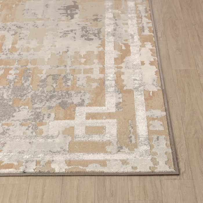 MARTINA Abstract Modern Marble Beige/White Rug