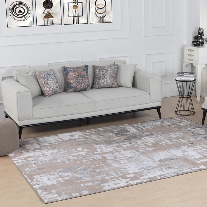 ORGANA Abstract Modern Marble White/Beige Rug