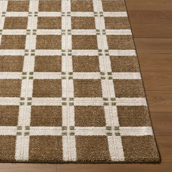 La Luna Modern Green Off-White Grey Brown Graphic Living Dining Bedroom Rug LUU2306