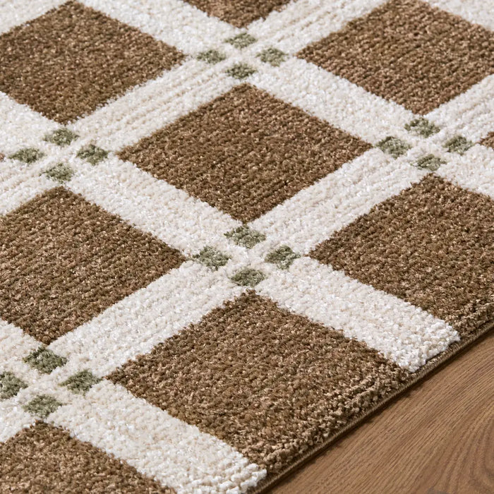 La Luna Modern Green Off-White Grey Brown Graphic Living Dining Bedroom Rug LUU2306