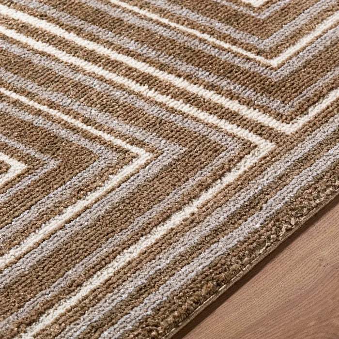 La Luna Global Brown Taupe Grey Graphic Living Dining Bedroom Rug LUU2311