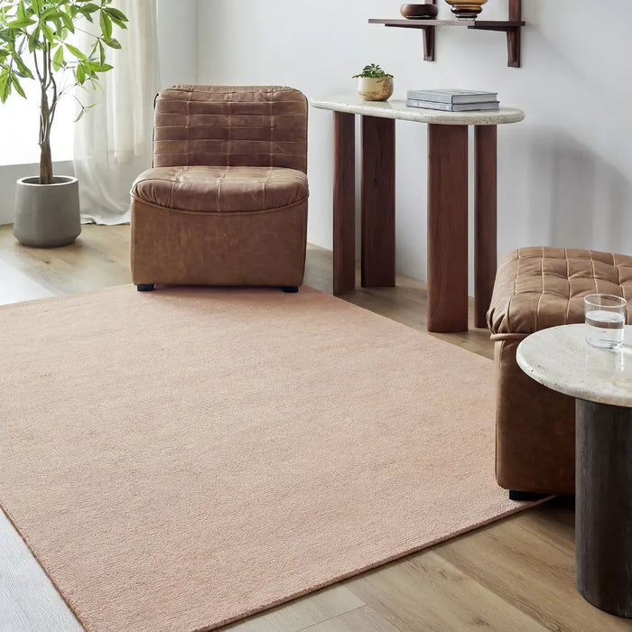 Mystique Hand Loomed Tan Wool Modern Living Dining Bedroom M335 Rug