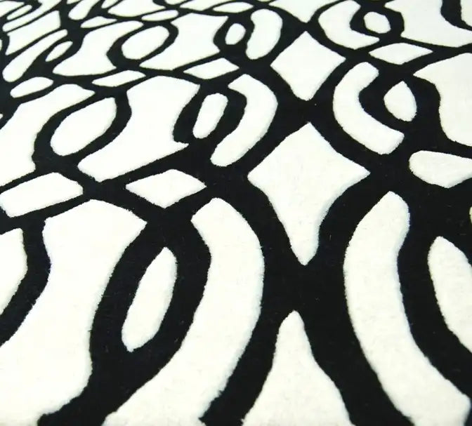Asiatic wire matrix max35 white Black, Ivory Living Room Wool Rug.