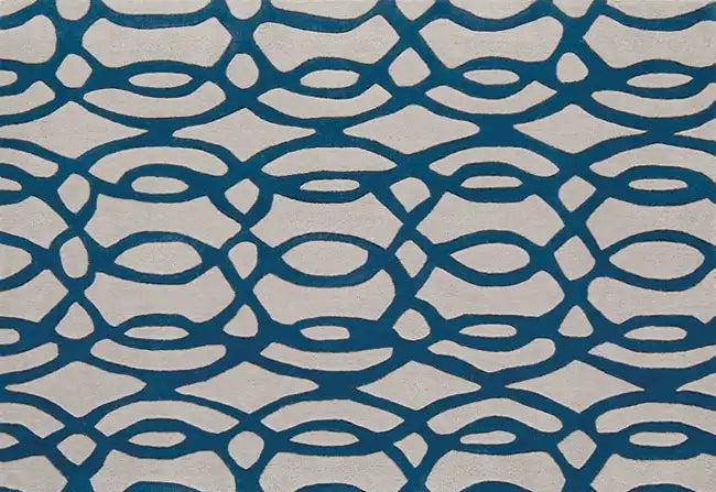 Asiatic wire matrix max36 blue Blue, Ivory Living Room Wool Rug.