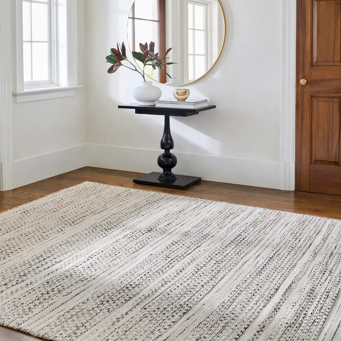 Mardin Hand Woven Cream Black Wool Modern Living Dining Bedroom MDI2300 Rug
