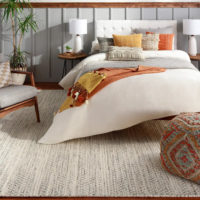 Mardin Hand Woven Cream Black Wool Modern Living Dining Bedroom MDI2300 Rug