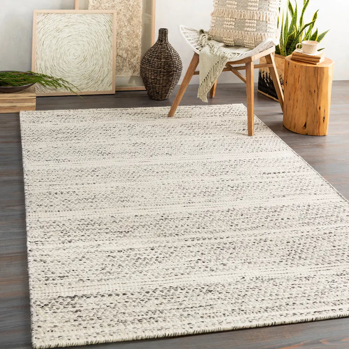 Mardin Hand Woven Cream Black Wool Modern Living Dining Bedroom MDI2300 Rug