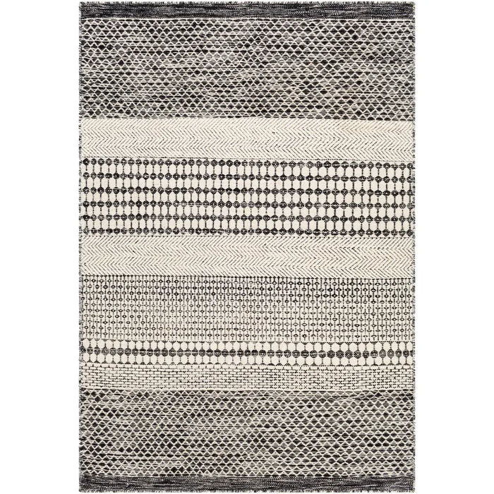 Mardin Hand Woven Black Beige Wool Global Living Dining Bedroom MDI2306 Rug