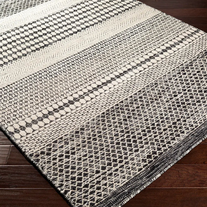 Mardin Hand Woven Black Beige Wool Global Living Dining Bedroom MDI2306 Rug