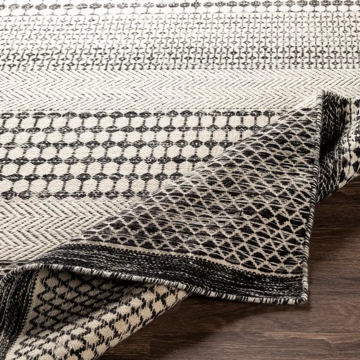 Mardin Hand Woven Black Beige Wool Global Living Dining Bedroom MDI2306 Rug