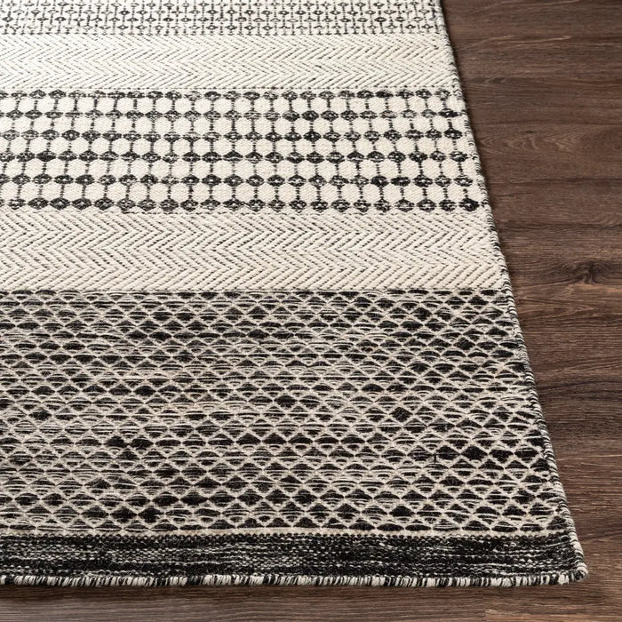 Mardin Hand Woven Black Beige Wool Global Living Dining Bedroom MDI2306 Rug