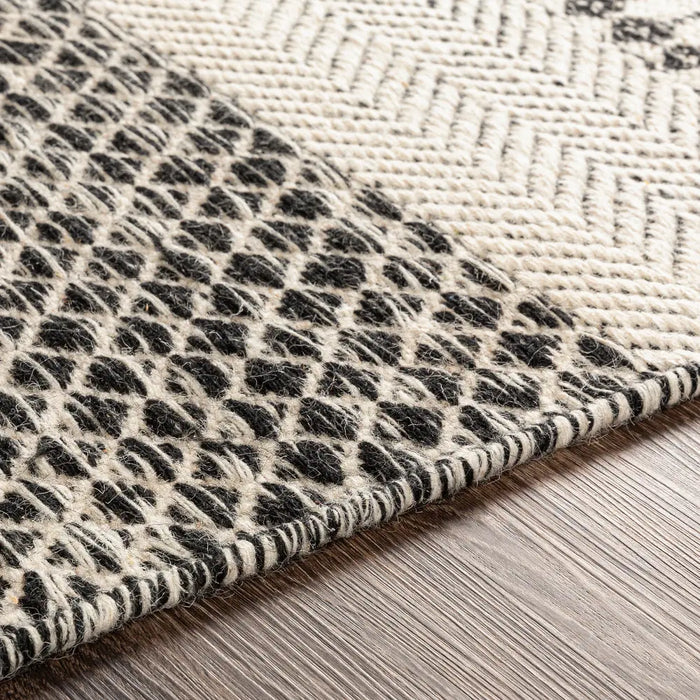 Mardin Hand Woven Black Beige Wool Global Living Dining Bedroom MDI2306 Rug