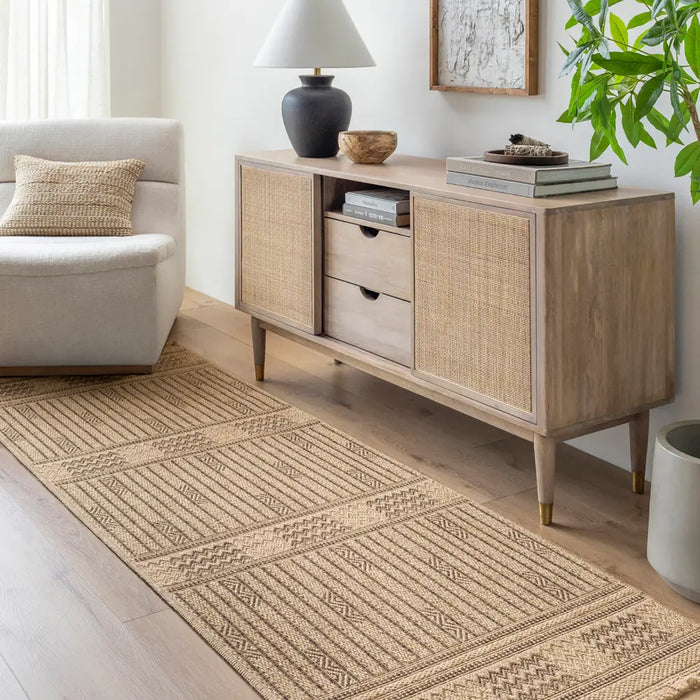 SUNNY In- & Outdoor Cottage Jute-Look Dark Brown Rug