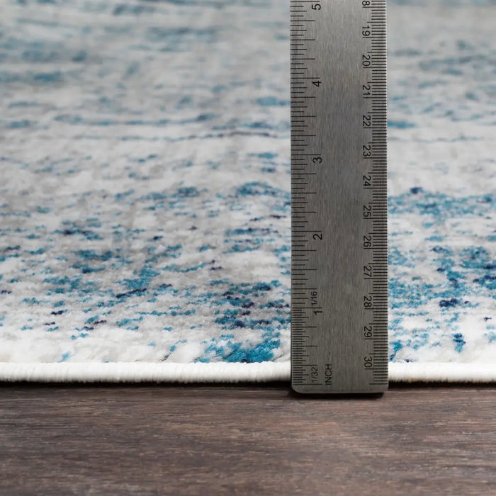 NEELAM Vintage Traditional Oriental Boho Sky Blue/Light Gray/White/Navy Rug