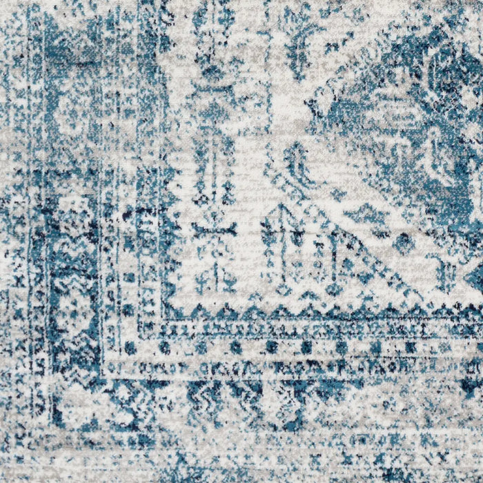 NEELAM Vintage Traditional Oriental Boho Sky Blue/Light Gray/White/Navy Rug