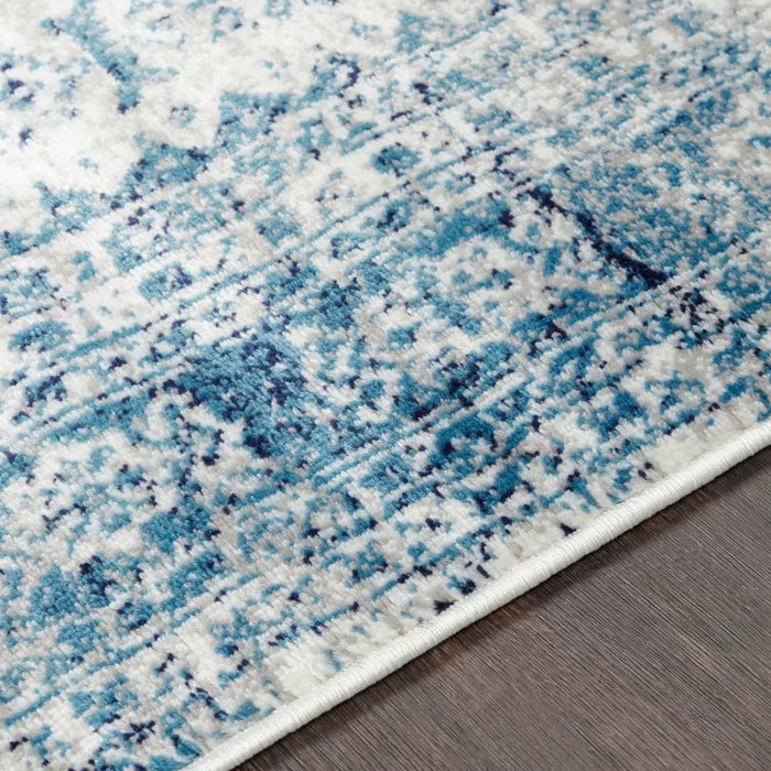 NEELAM Vintage Traditional Oriental Boho Sky Blue/Light Gray/White/Navy Rug