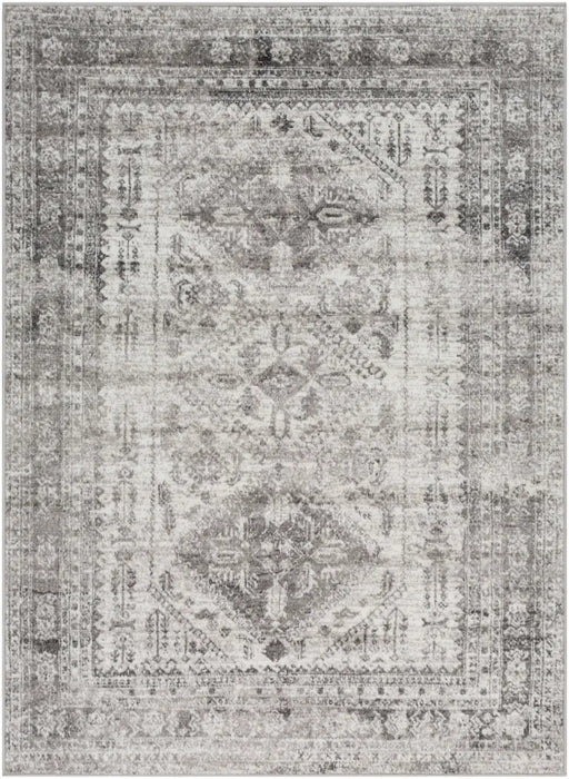 NEELAM Vintage Traditional Oriental Boho Light Gray/White/Charcoal Rug
