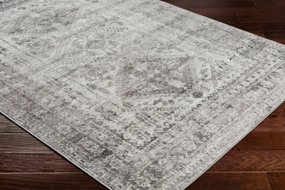 NEELAM Vintage Traditional Oriental Boho Light Gray/White/Charcoal Rug