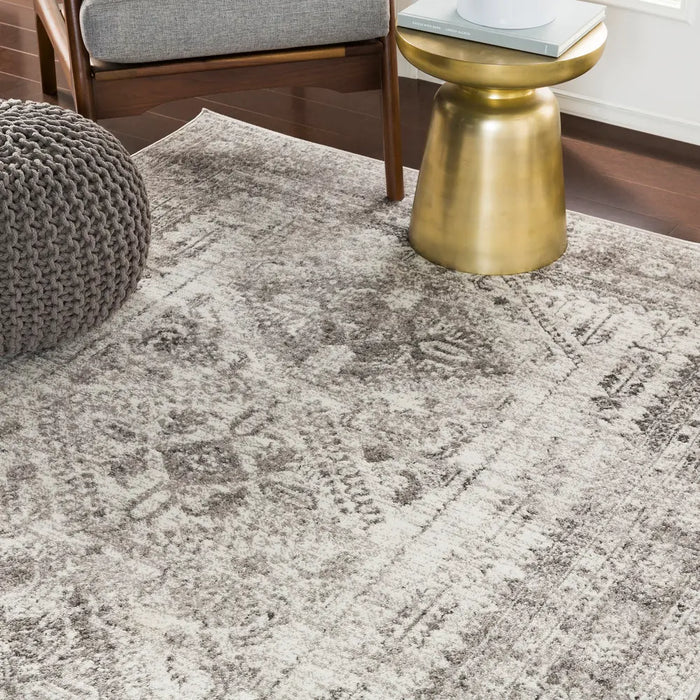 NEELAM Vintage Traditional Oriental Boho Light Gray/White/Charcoal Rug